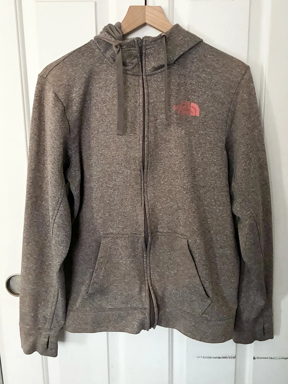 The North Face Heathered Light Brown Zip-Up Hoodie